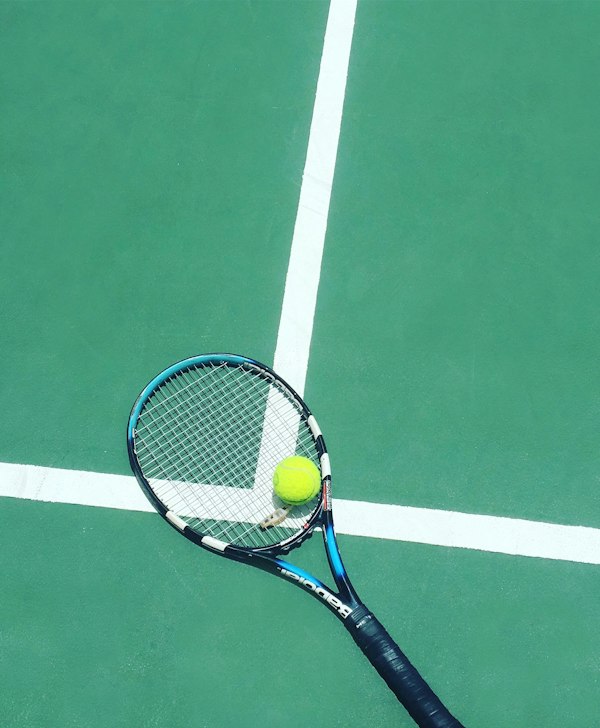 Racket on court